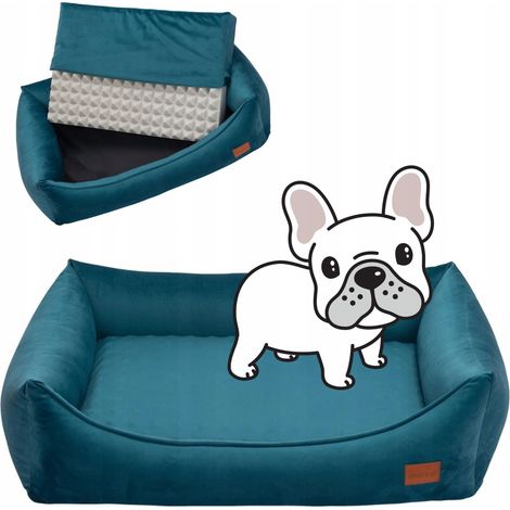 Divano ortopedico in velluto per cani 90x70x20 cm Ukory comodo TURCHESE (1/5)