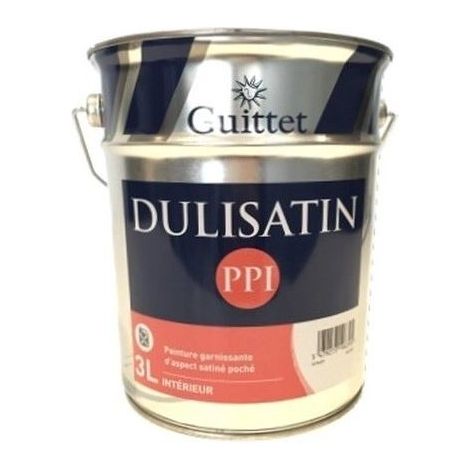 Guittet – Peinture Dulisatin PPI satinée 3L pour menuiseries intérieures – Pouvoir garnissant élevé – 10162