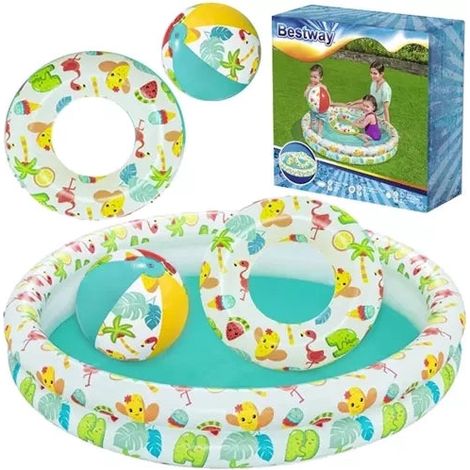 Piscine gonflable de 122 x 20 cm avec un flotteur de 46 cm et un ballon de 27 cm. (1/5)
