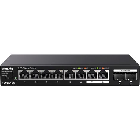 Tenda TEM2010X Netzwerk-Switch 2.5G Ethernet (100/1000/2500) Desktop Schwarz