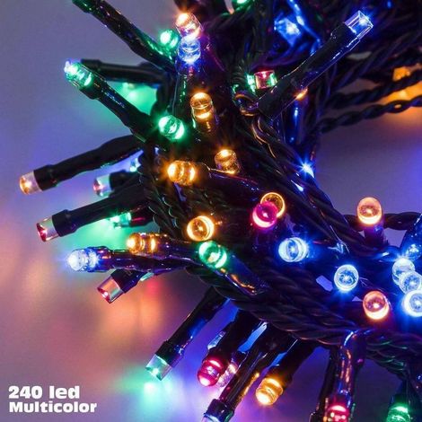 TrAdE Shop Traesio - Catena Luci A Led Luminosa Natalizia Metri 240 Led Multicolor Con 7 Giochi Luce -