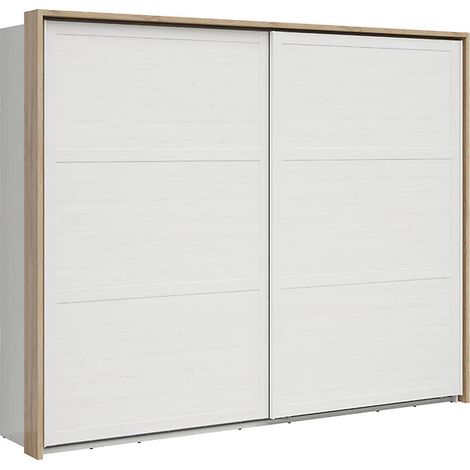 Armoire avec portes coulissantes , coloris Blanc pin andersen/Chêne clair - Longueur 270 x Profondeur 62,5 x Hauteur 218,5 cm (1/3)