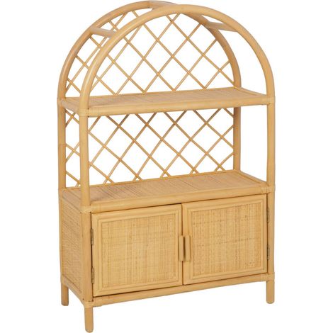 Exotic children's bookshelf in natural rattan, Arlo, Natural Rattan, 107x70x30 cm