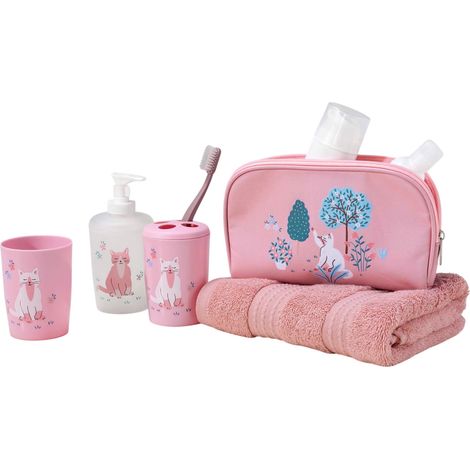 Accessoires de salle de bain 4 pieces 14 x 21 cm Petit chaton