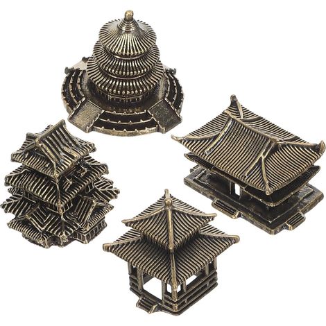 de 4 figurines en laiton repr sentant une pagode de jardin (1/5)
