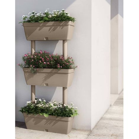 Ensemble de 6 jardinières, 100 cm, taupe