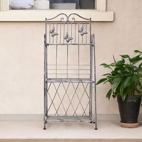 Jardinière murale pliante 3 niveaux gris argent 44 x 25 x 96 cm (1/5)