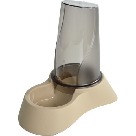 Distributeur d'eau ou croquettes en plastique pour animaux - 1,5L - Beige - H 25,5 x L 26 x l 18 cm - Livraison gratuite (1/3)