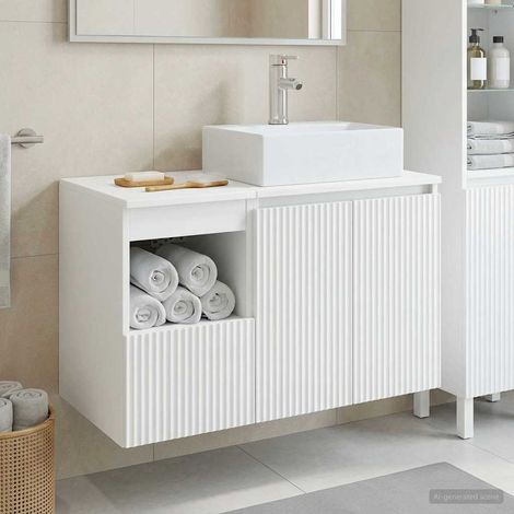 vidaXL Bathroom Furniture Set 2 pcs High Gloss White Engineered Wood (1/5)