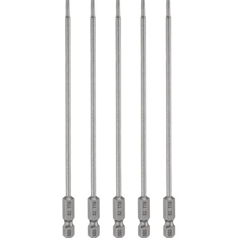 5Pcs Embout Tournevis Torx TT15 1/4" Hex Tige Longueur 6" (150mm) (1/5)
