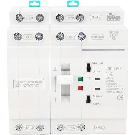 Commutateur de transfert automatique Double puissance 4P 63A, Rail Din ininterrompu de 35mm, Mini ATS secteur vers moteur (1/5)