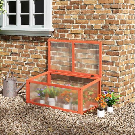 Serra mini da giardino con tetto apribile in legno OKMYHOME (1/4)