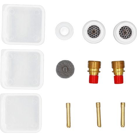 Kit de lentilles de gaz TIG, buse en céramique, support d'électrode à biseau court, connecteur en maille, couvercle avant en PTFE pour WP 9 20 25 12 pièces