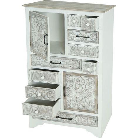Apotheker Kommode HHG-843, Schrank Schubladenkommode, Holz Schubladen, Shabby-Look Vintage 150x81x40cm, weiß-braun (1/5)