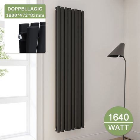 ELEGANT Heizkörper Anthrazit Röhren Paneelheizkorper Vertikal 1800x472mm Doppellagig