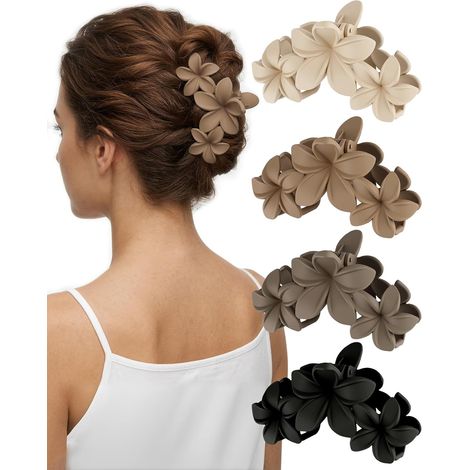 4 PCS Pince Cheveux Femme Fleur, Pince Fleur Cheveux Hawaienne Grosse (1/5)