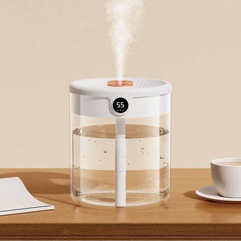 Luftbefeuchter fürs Schlafzimmer, 2 l/20 h, automatischer Luftbefeuchter mit Nachtlicht, leise (36 dB).