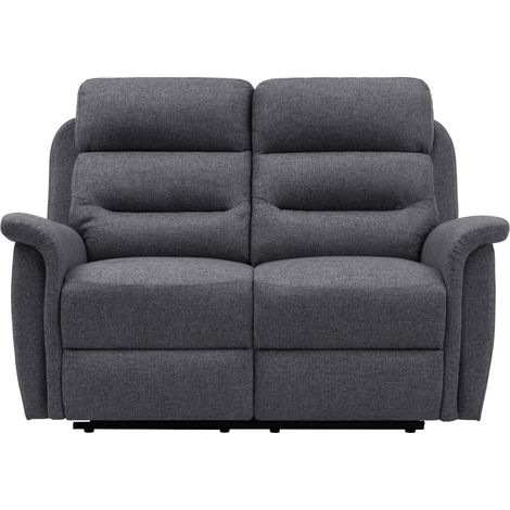Canapé relax 2 places en tissu gris foncé – Inclinaison jusqu'à 170° – Repose-pieds relevable – Confort mousse – Usinestreet