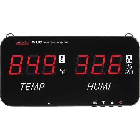 Higrómetro e termómetro digital LED de 1,8 pulgadas con alarma, rango de temperatura de -20 °C a 80 °C, para invernaderos y bodegas. (1/5)