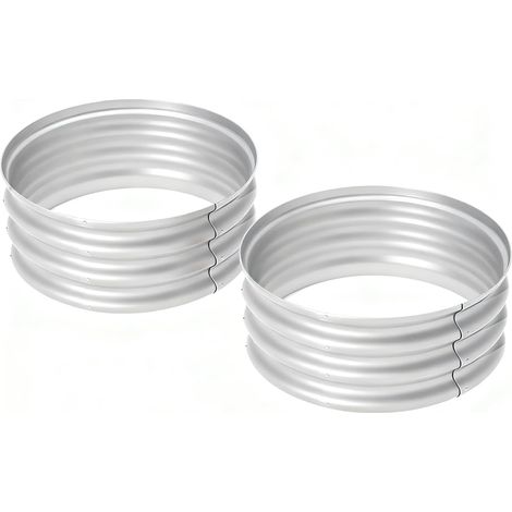 Potager surélevé Rond 2 pièces 60x30cm, bac de Jardin en métal galvanisé, jardinière extérieure Durable pour légumes, Fleurs et Herbes aromatiques (1/5)