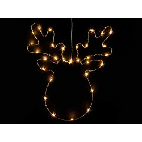 Figura Natalizia Luminosa da Appendere Renna Decorativa per Casa, Vetrine, Negozi Set da 2 Pezzi (1/4)