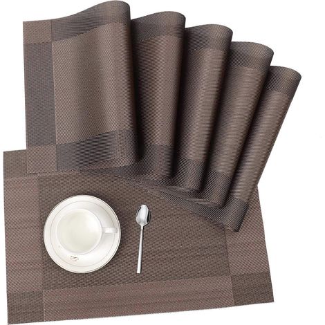 Lot de 6 sets de table PVC lavables, antidérapants et résistants à la chaleur. (1/5)