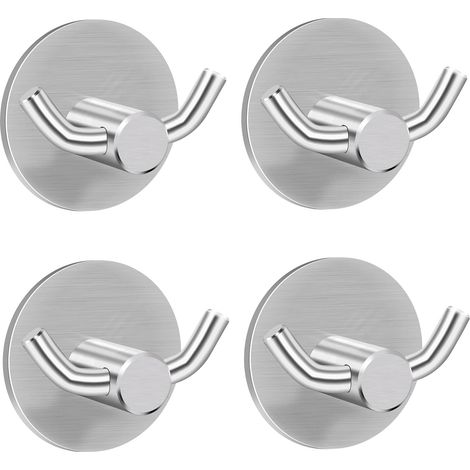 CCYKXA Handtuchhaken, 4 Stück Klebehaken Wandhaken 304 Edelstahl Wandhaken, Selbstklebende Haken Doppelhandtuchhaken für Badezimmer Küche((45mm45mm) (1/5)