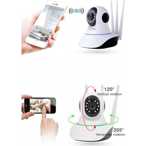 IP-Telekamera, Auflösung 1080p, HD, 3 Antennen, P3P, drehbar, WLAN, Web-Audio