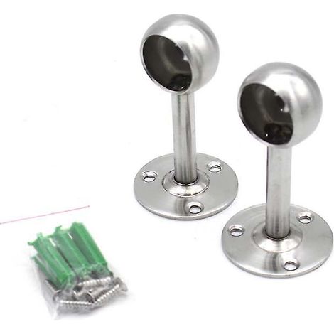 Lot de 2 supports de tringle à rideaux réglables en acier inoxydable pour plafond, avec 6 vis, pour rideau de douche, placard, salle de bain et fenêtre - 25 mm (1/5)