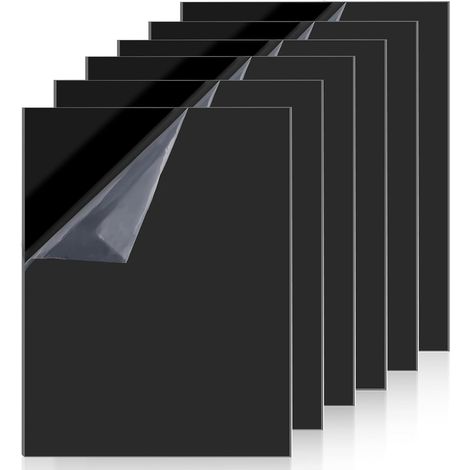 Lot de 6 plaques acryliques noires - En plastique A4 - En verre acrylique - Découpables à volonté - Pour présentoir, cadre photo - 30 x 20 cm (1/5)