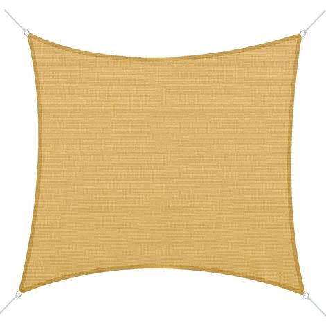 Voile d'ombrage rectangulaire 3 x 3 m polyéthylène Haute densité Protection UV Avec sac de rangement - Coloris sable (1/5)