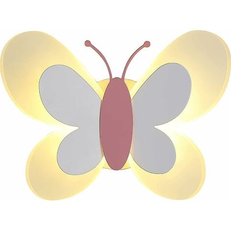 Applique Murale Interieur LED papillon mignon Applique Murale pour chambre d'enfant Decor Wall Decor, lampe de chevet, veilleuse intérieure, (Lumière blanc chaud)-- (1/4)