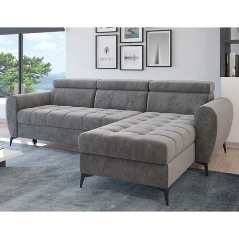 Bjorn Monolith Fabric Corner Sofa Bed - Grey (1/5)