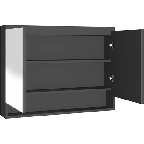 Armadietto Bagno Mobile da Bagno con Specchio 80x15x60 cm in MDF Antracite (1/5)