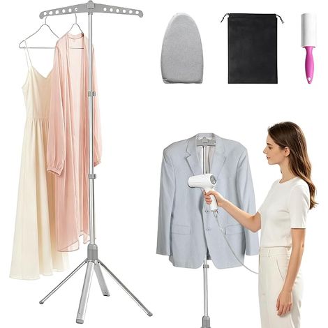 Clothes Steamer Rack with Lint Free Folding Clothes Rack Grey (1/5)