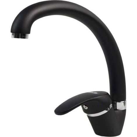 Rubinetto per lavello da cucina a canna alta miscelatore monocomando per lavandino nero opaco (1/2)