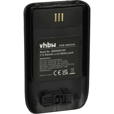 vhbw Akku Ersatz für Innovaphone 490933A für schnurlos Festnetz Telefon (800 mAh, 3,7 V, Li-Ion) Schwarz