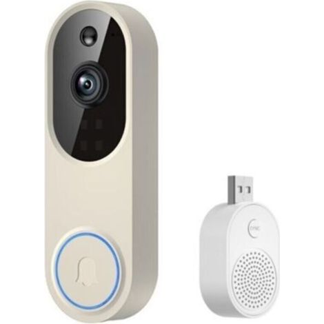Sonnette vidéo sans fil 1080p avec récepteur, détection humaine par IA, communication vocale bidirectionnelle, vision nocturne et Wi-Fi 2,4 GHz. (1/5)