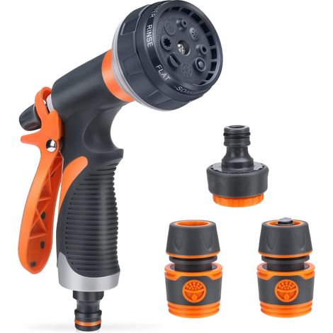 Pistolet d'arrosage de jardin, pistolet d'arrosage avec 8 modes d'arrosage pour l'arrosage du jardin, le nettoyage de la voiture, la douche pour animaux de compagnie - Équipement d'arrosage de jardin (1/5)