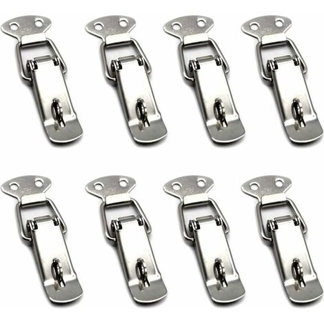 8 Pièces Fermeture a Levier Fermeture à Ressort Loquet Bascule en Acier Inoxydable Pour Coffre à Outils,Tiroir,Armoire et Coffre - Silver (1/5)