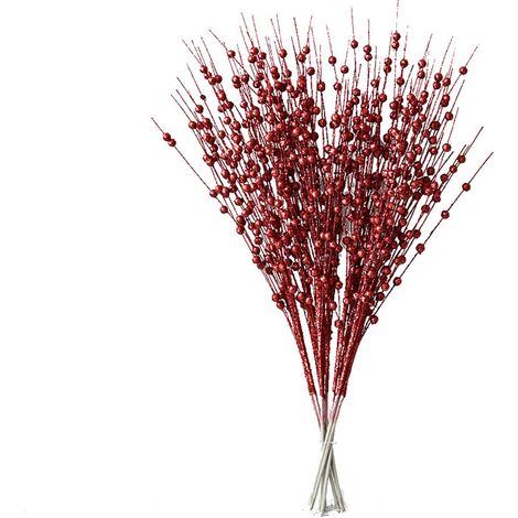 GARRYFIZH Décoration de Noël en bouquet de fausses baies à paillettes dorées (1/5)