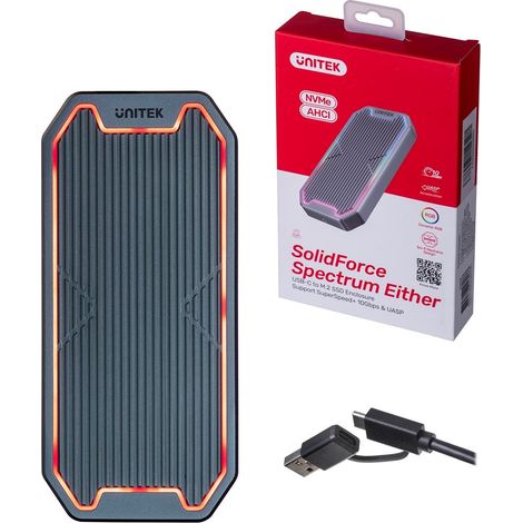 Unitek Enclosure Usb-C M.2 Ssd Nvme/Sata, 10Gb Rgb (1/5)
