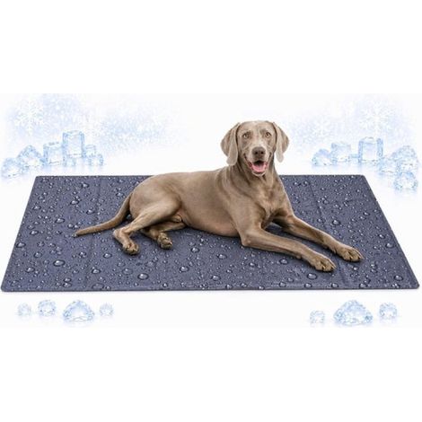 Tapis rafraîchissant pour chien et chat - XXL - 120 x 80 cm - Gris clair - Tapis auto-rafraîchissant extra large pour chiens et chats - Imperméable (1/5)