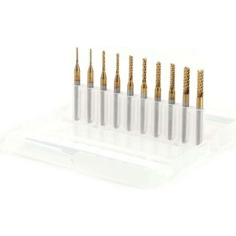 Vtizikl 10pcs Fraise en Bout en Carbure Cémenté À Gravure Bits Sculpture Perceuse Outils Endated Mill 1-3mm (1/4)
