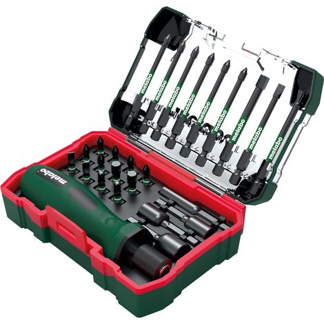 Metabo 24 Piece Socket Bit Set Ratchet Screwdriver 1/4 Hex Shank Magnetic Cased (1/2)