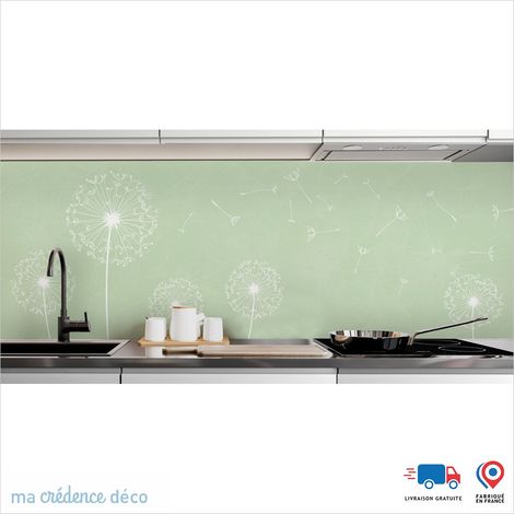 Crédence : Fleurs et pissenlits - Couleur Vert blanc - Alu composite - 60 - 120 (1/3)
