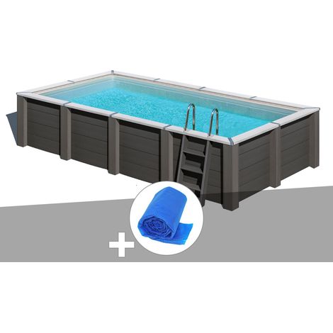 Kit piscine composite Gré Avant-Garde carrée 5,95 x 3,15 x 1,26 m + Bâche à bulles