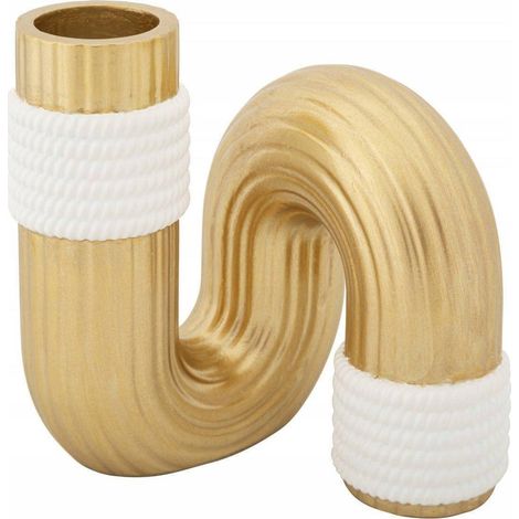 Ferretti Wellenvase in Gold und Weiß 13 cm