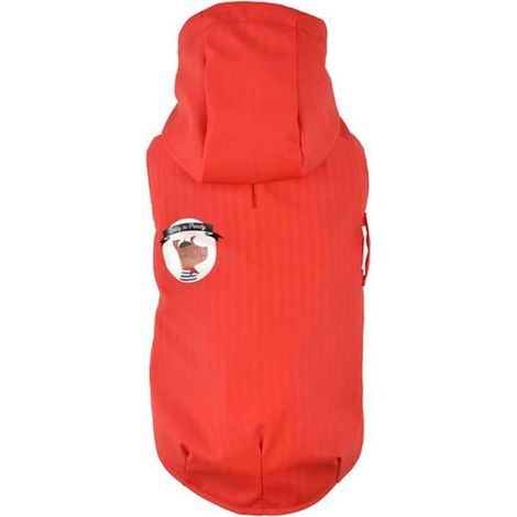 19 cm: Impermeabile per cani modello Titi con cappuccio rosso