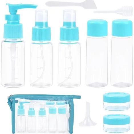 Flacon Voyage - 10 Pièces - 50 ml - Transparent - Pour Cosmétiques Liquides - Adapté Bagages à Main - Avec Sac de Rangement (1/5)